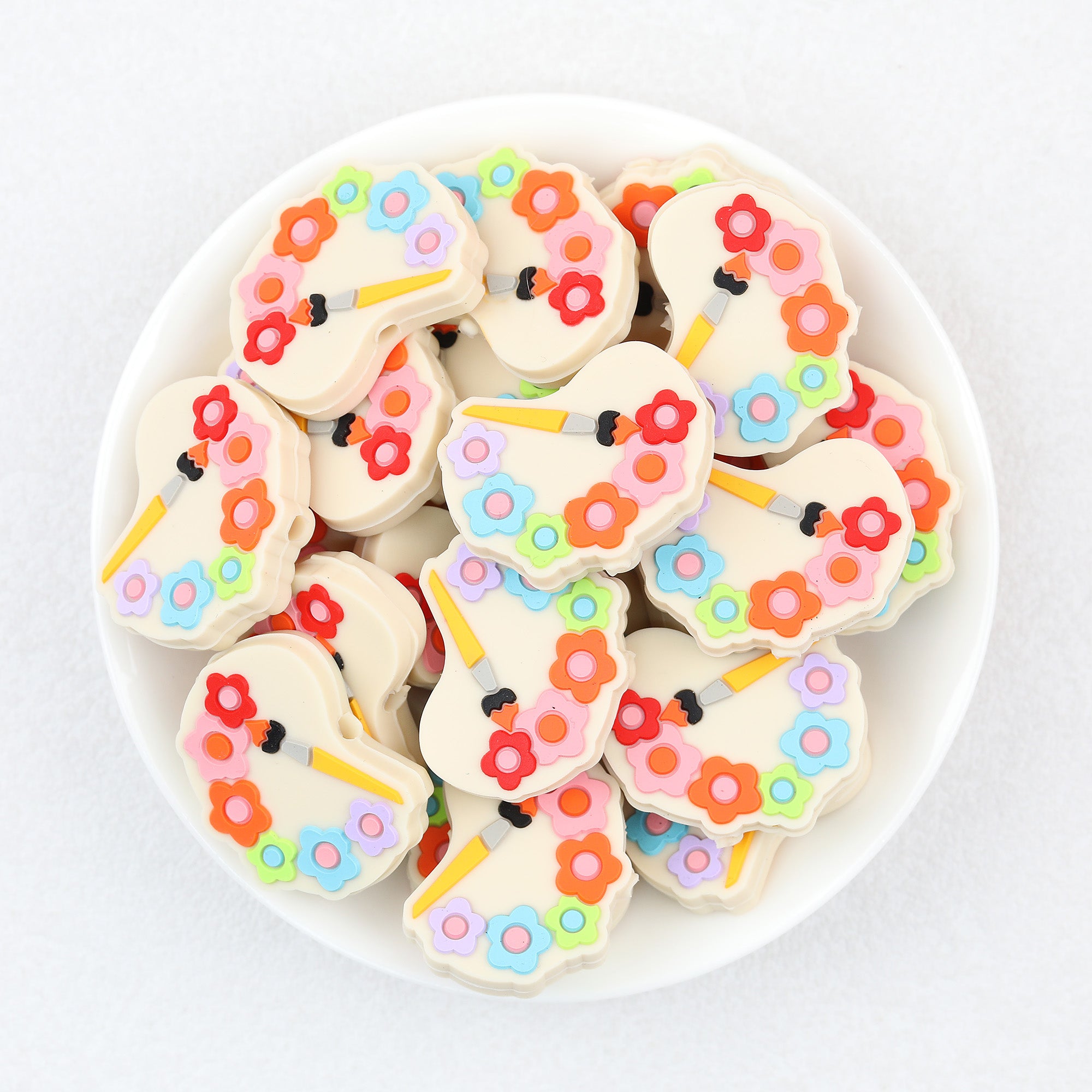 Flower Color Palette Silicone Focal Beads 20Pcs  2