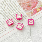 Heart Cube Metal Beads 9mm Enamel Painted Alloy 10pcs