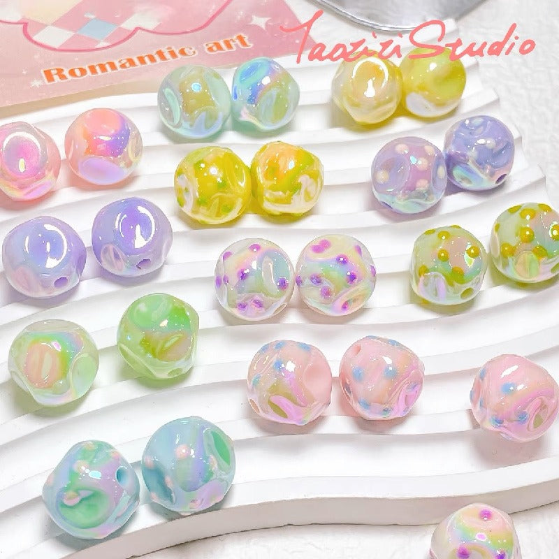 UV Finish Dot Acrylic Beads 16mm Pastel Colors 10pcs
