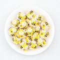 Bee and Flower 20mm Resin Bubblegum Beads Yellow White 10pcs - Yellow White