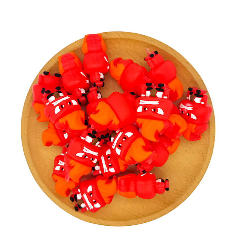 Silicone 3D Focal Beads Red Cardinal Wings Black Mask 2