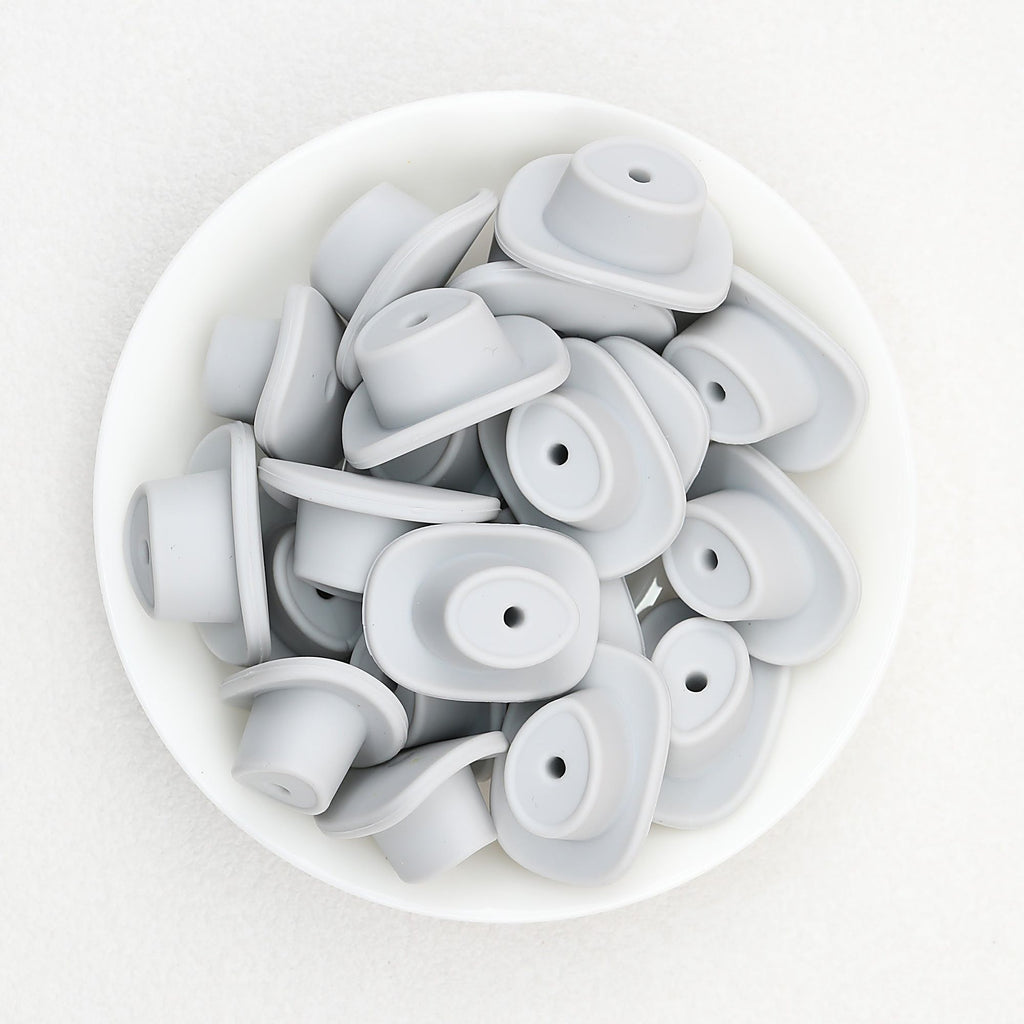 Western Style Silicone Cowboy Hat Focal Beads 20pcs - Gray