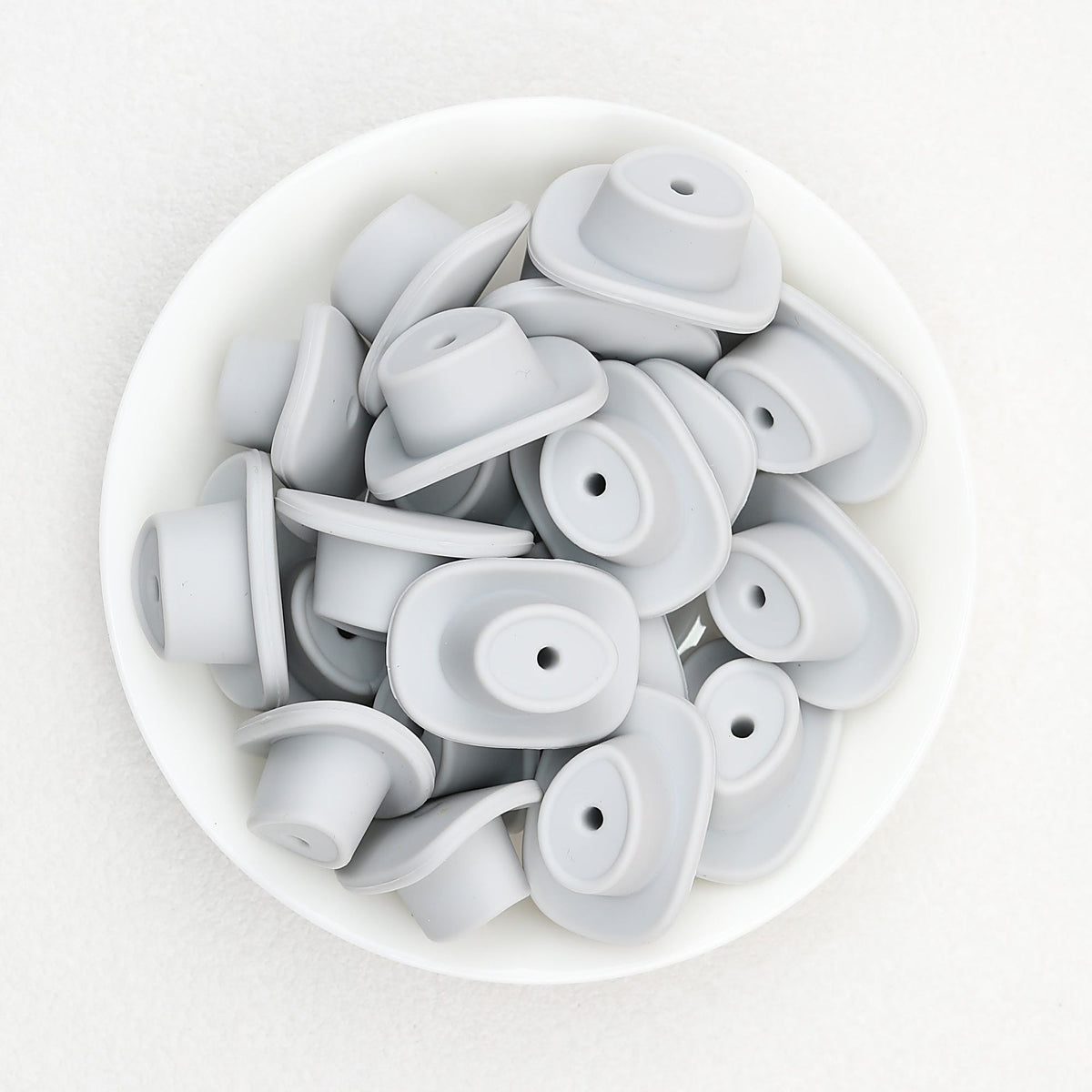 Western Style Silicone Cowboy Hat Focal Beads 20pcs - Gray