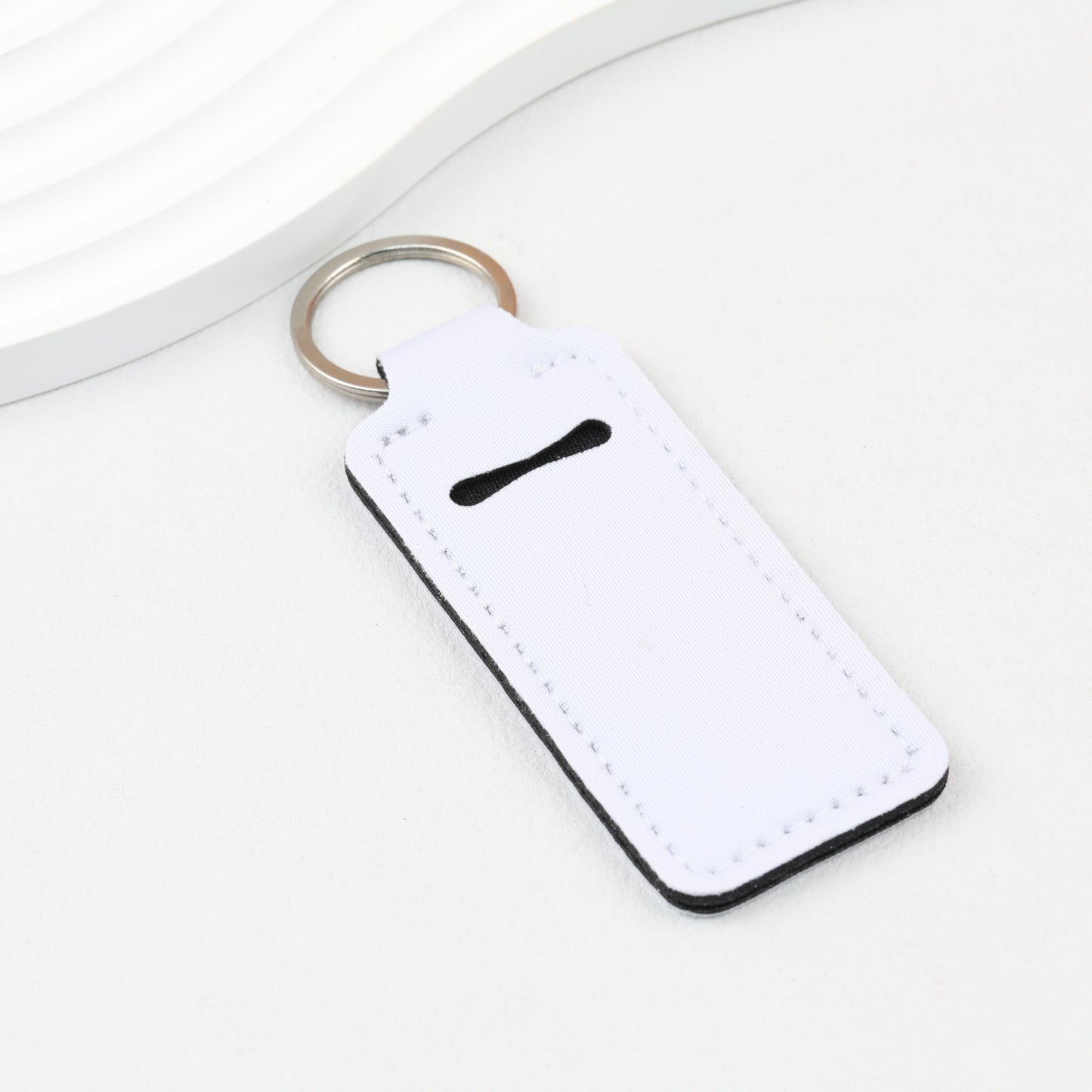 Neoprene Sublimation Lip Balm Chapstick Holder Keychain Solid Color
