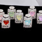 Fancy Alloy Perfume Bottle Charm Beads with Heart and Rhinestones 2pcs 2