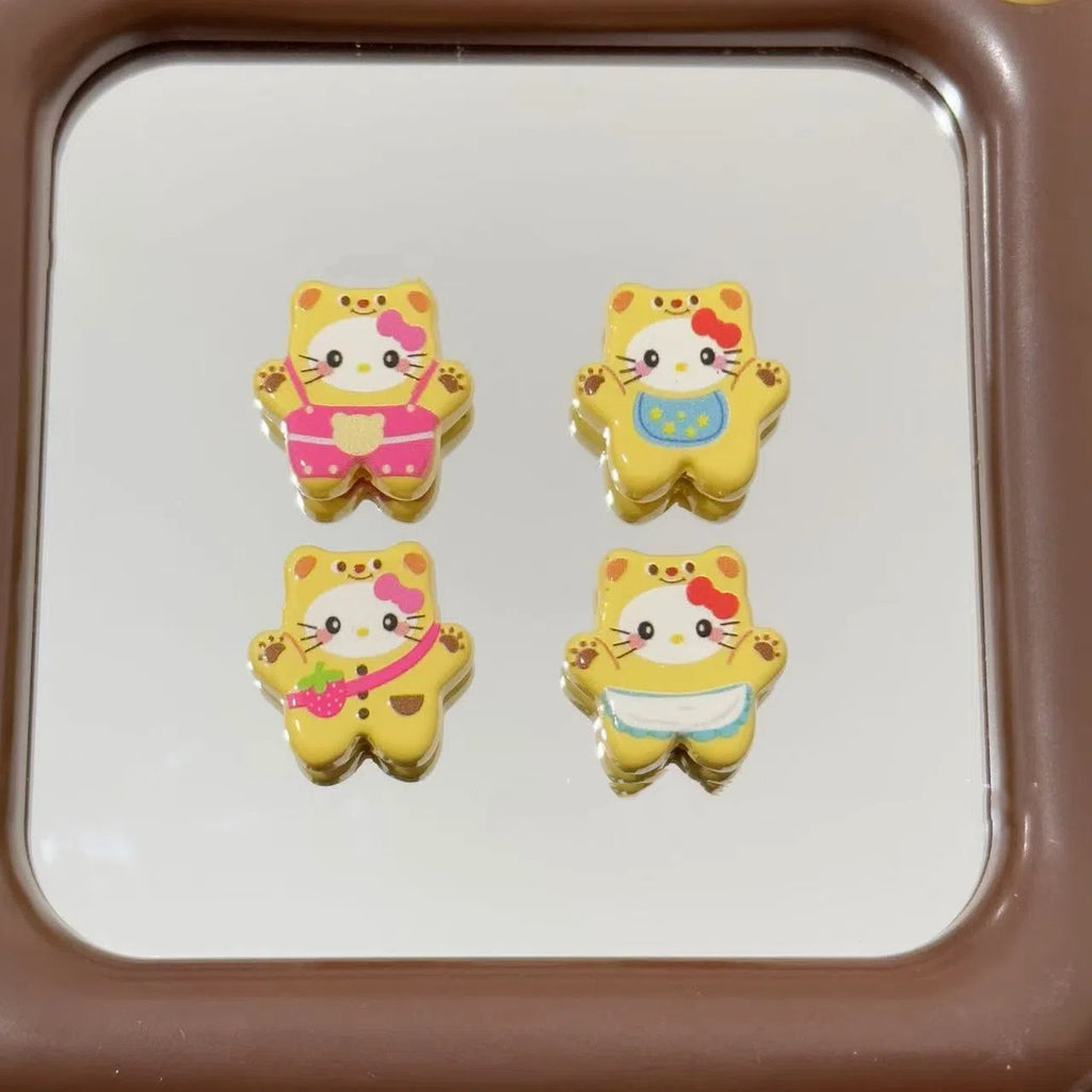 Painted Hello Kitty Acrylic Beads 25mm Wearing ButterBear Costume 10pcs