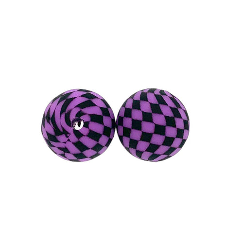 15mm Checkered Silicone Beads Classic Color Pattern 50pcs 2