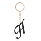 Metal Fashion Letter Keychain Black and Gold Script Design 12