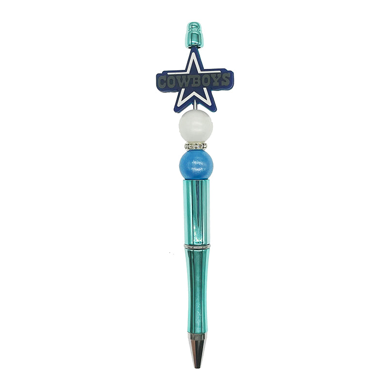 Silicone Focal Beads Dallas Cowboys Navy Star with White Accents 20pcs 3