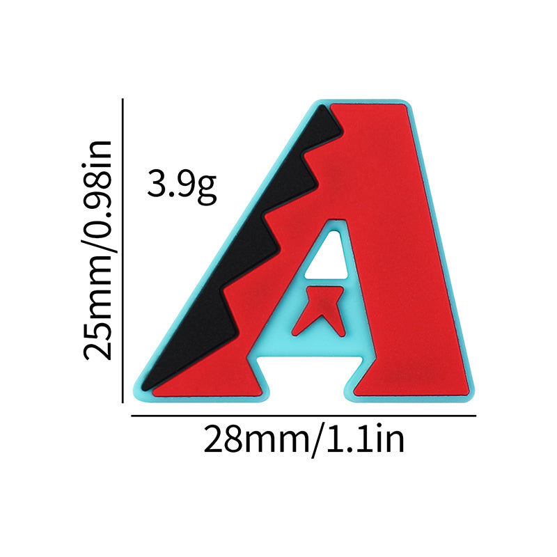 Silicone Focal Beads MLB Diamondbacks Red Letter A Cutout Star 20pcs 4