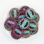  Mothe Day Round Leopard Print Silicone Focal Beads 20Pcs 2