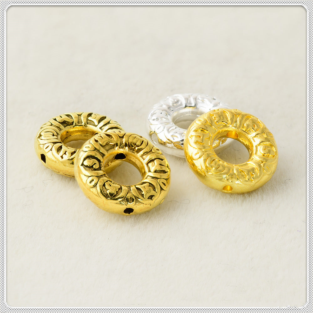 Ring Metal Beads 12mm Embossed Heaven And Earth Design 50pcs