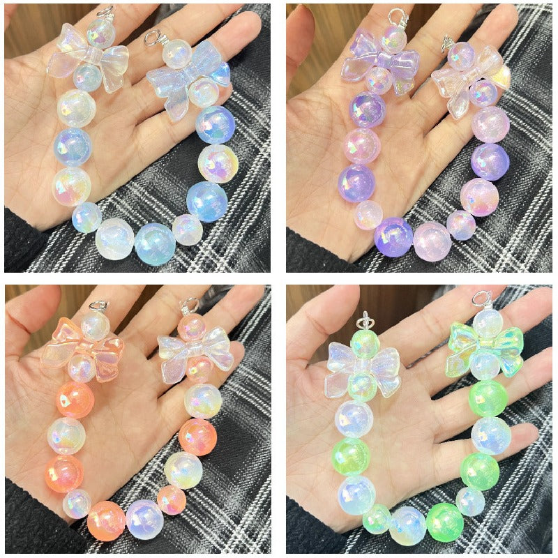 Glow Bowknot Acrylic Beads 24x32mm Iridescent Light In The Dark 10pcs 4