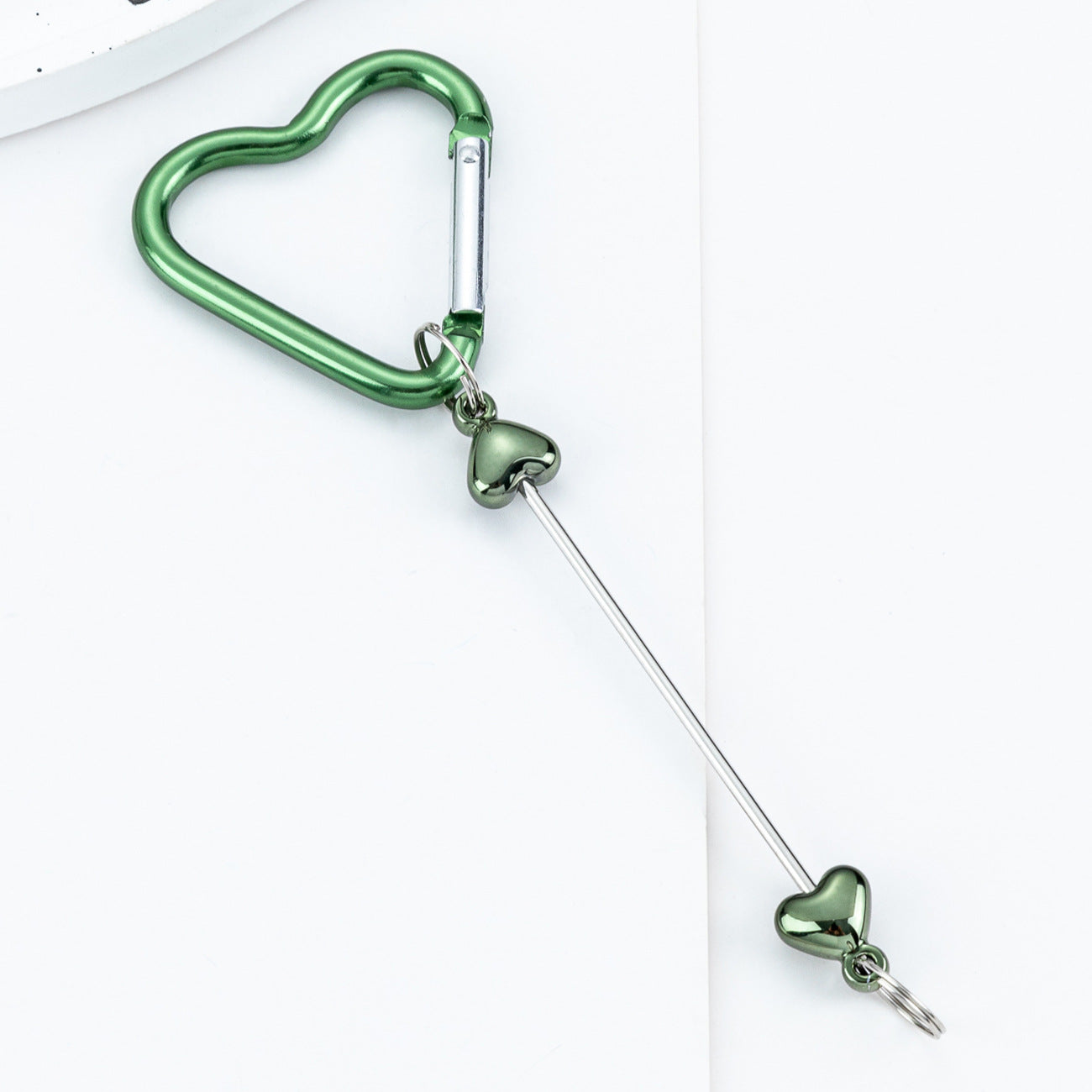 Beadable Metal Carabiners Heart-shaped With Bars