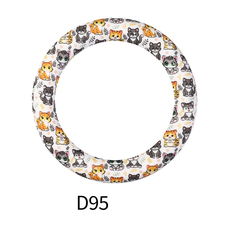 65mm Silicone Beads Printed Designs Vibrant Colors 45