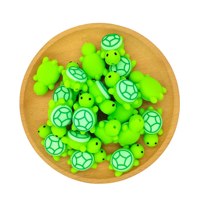 Silicone 3D Focal Beads Turtle Bright Geometric Shell 2