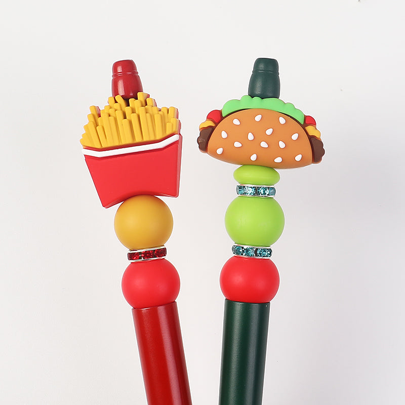 Silicone 3D Focal Beads Fast Food Chicken Nuggets French Fries Taco Pizza 20pcs 7