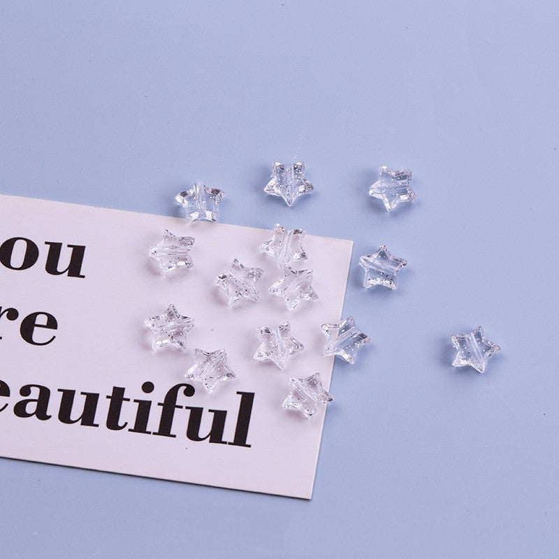 Transparent Heart Star Acrylic Beads 9-21mm Powder Glitter 1pc 6