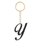 Metal Fashion Letter Keychain Black and Gold Script Design 29