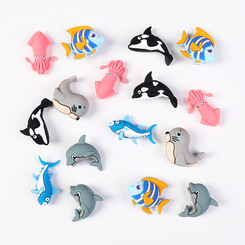 Silicone 3D Focal Beads Ocean Animals Aquatic Postures 20pcs 8