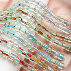 Dyed Core Square Glass Beads 8mm Transparent Color 10pcs
