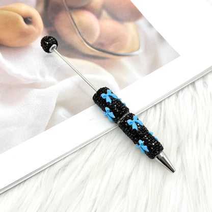 Beadable Pen with Rhinestone Bow Decoration 21