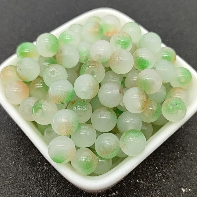 Dual Color Round Glass Beads 8mm Gradient Painted 100pcs 9