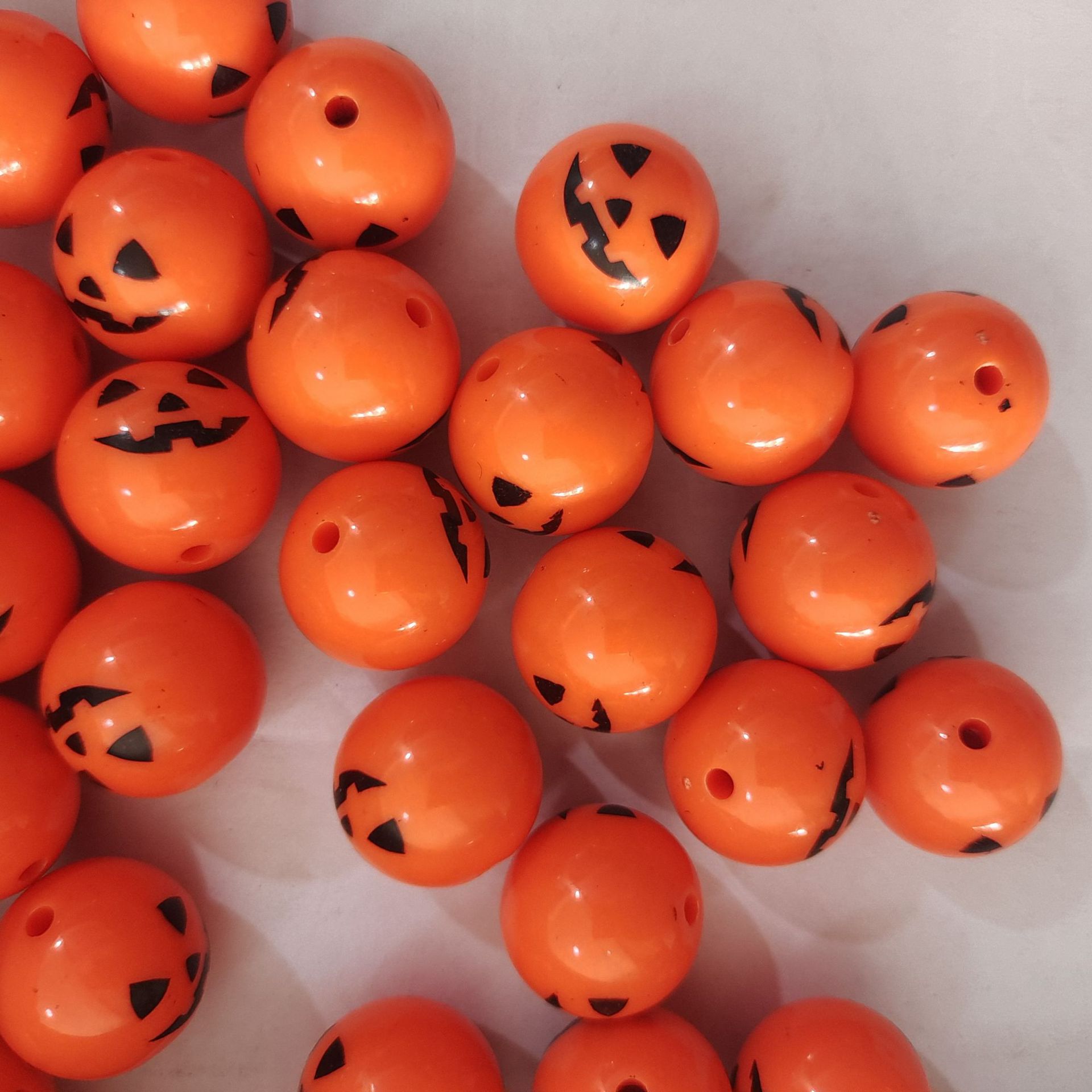 Halloween Printed Bubblegum Beads 20mm Spider Web Pumpkin Design 5