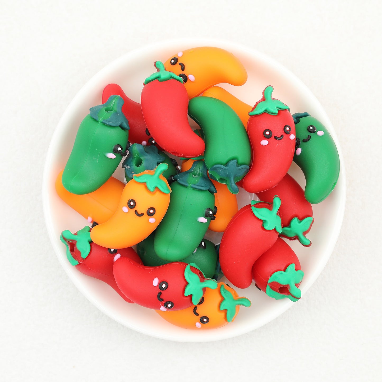 3D Three Color Cute Chili Silicone Focal Beads 20pcs 2