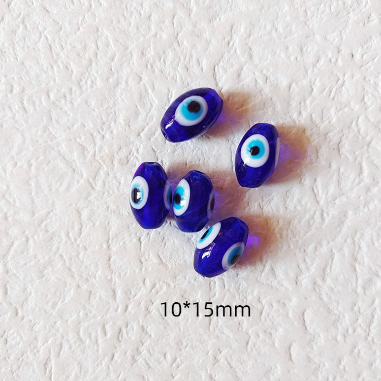 Lampwork Glass Beads Multi Shaped Evil Eye Handmade Blue Black 10pcs 7