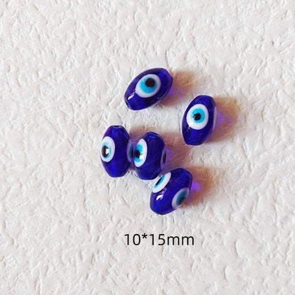 Lampwork Glass Beads Multi Shaped Evil Eye Handmade Blue Black 10pcs 7