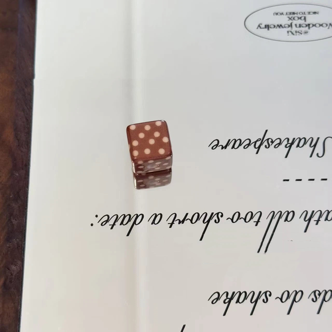 Coffee Tone Square Acrylic Beads 14mm Polka Dotted Glossy 10pcs 2