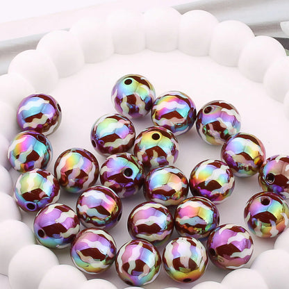 UV Plating Round Acrylic Beads 16mm Watermelon Stripe Printed 20pcs 8