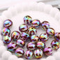 UV Plating Round Acrylic Beads 16mm Watermelon Stripe Printed 20pcs 8