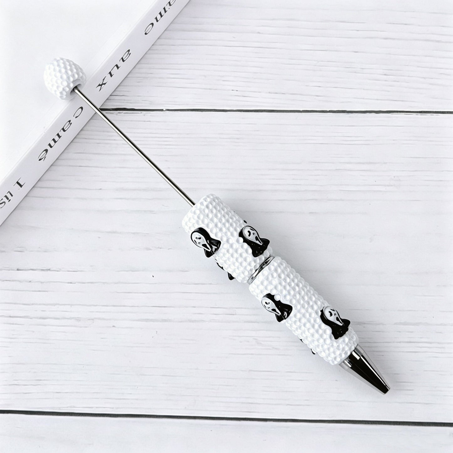 Beadable Halloween Pen with Pumpkin Ghost and Skull Designs 9