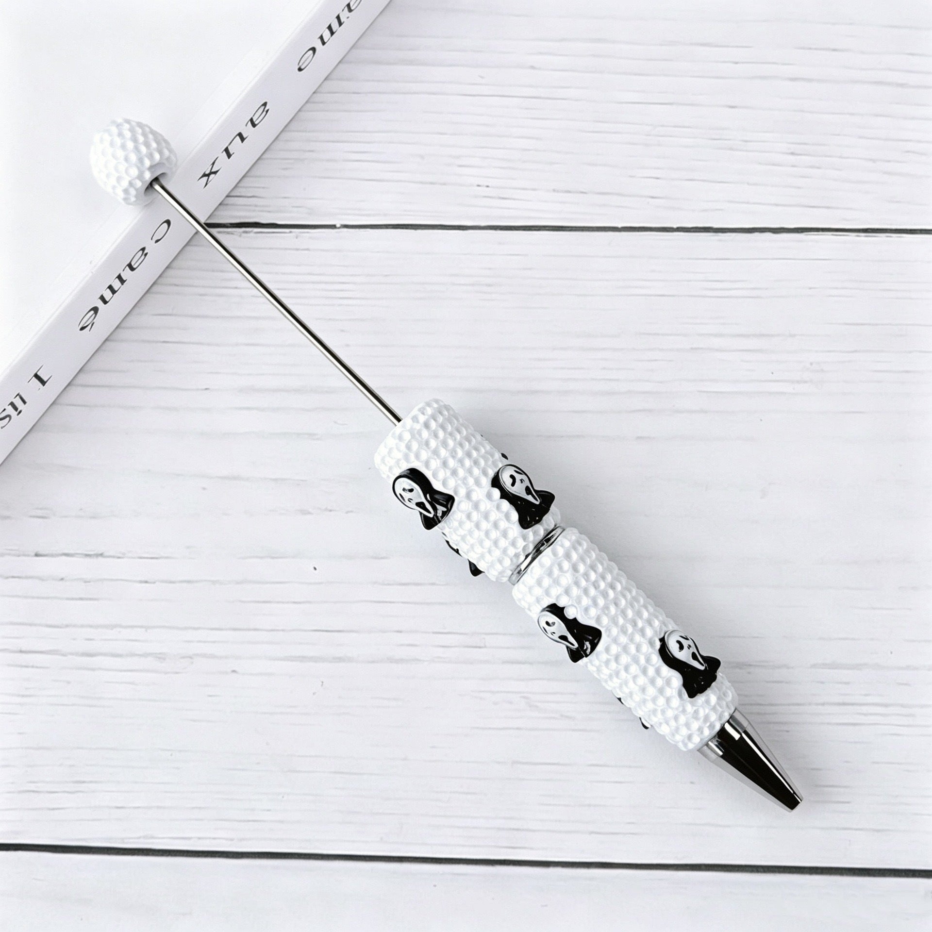 Beadable Halloween Pen with Pumpkin Ghost and Skull Designs 9
