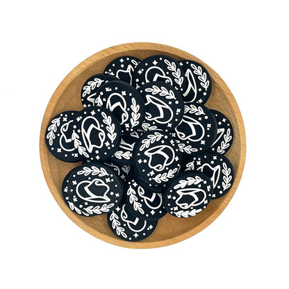 Silicone Focal Beads Western Cowboy Hat Black and White Design 20pcs 2