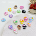 Bouquet and Heart Gift Box Metal Beads 13mm 16mm Pastel Painted 10pcs