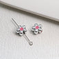 Silver Cherry Blossom Acrylic Beads 12mm Enamel 50pcs 6