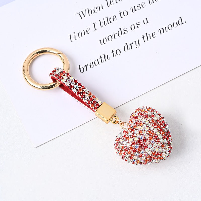 Diamond Encrusted Crystal Heart Keychain Alloy Multiple Colors 8