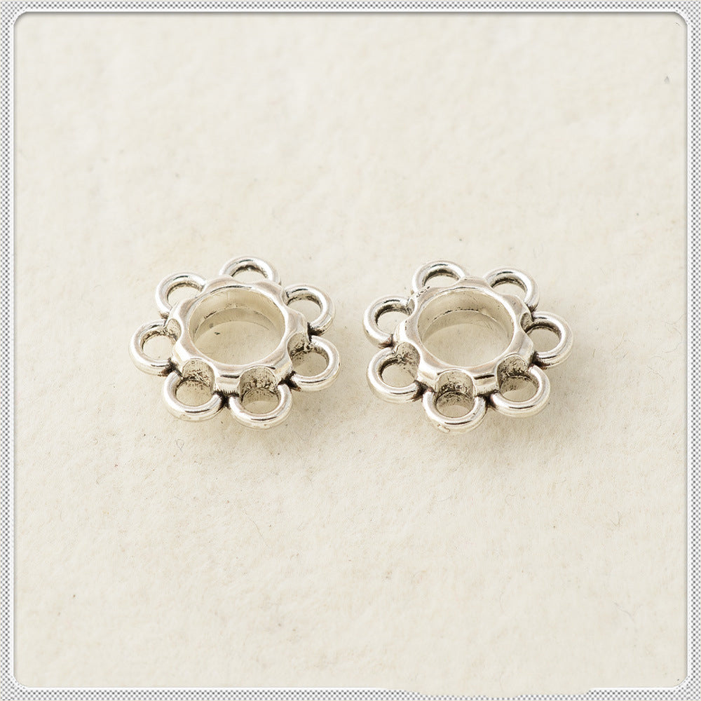 Alloy Flower Spacer Beads 11mm Multi-Hole Tibetan Style 100pcs 2
