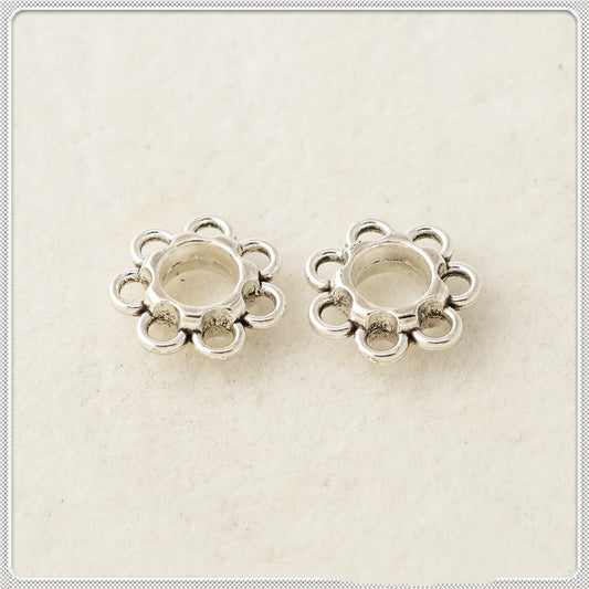 Alloy Flower Spacer Beads 11mm Multi-Hole Tibetan Style 100pcs 2