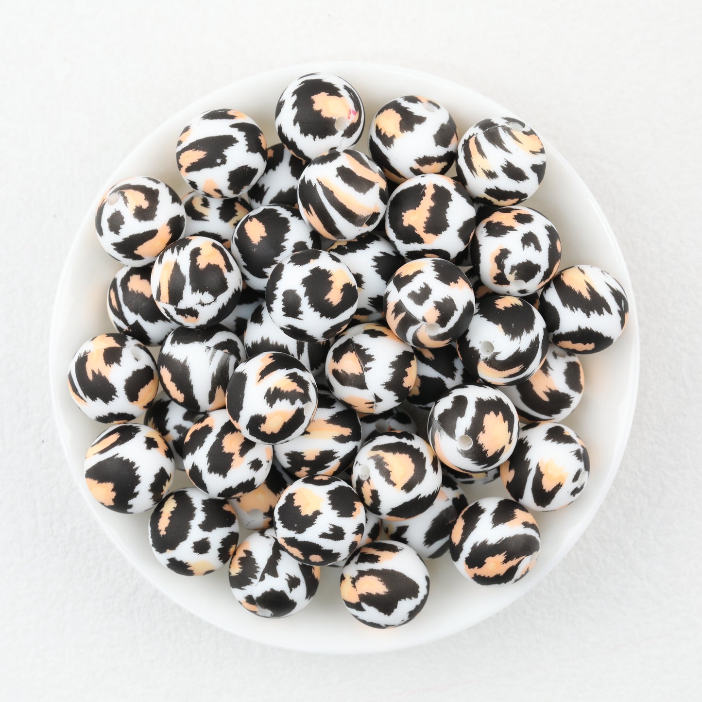 15mm Leopard Print Pattern Silicone Round Beads 50pcs 3