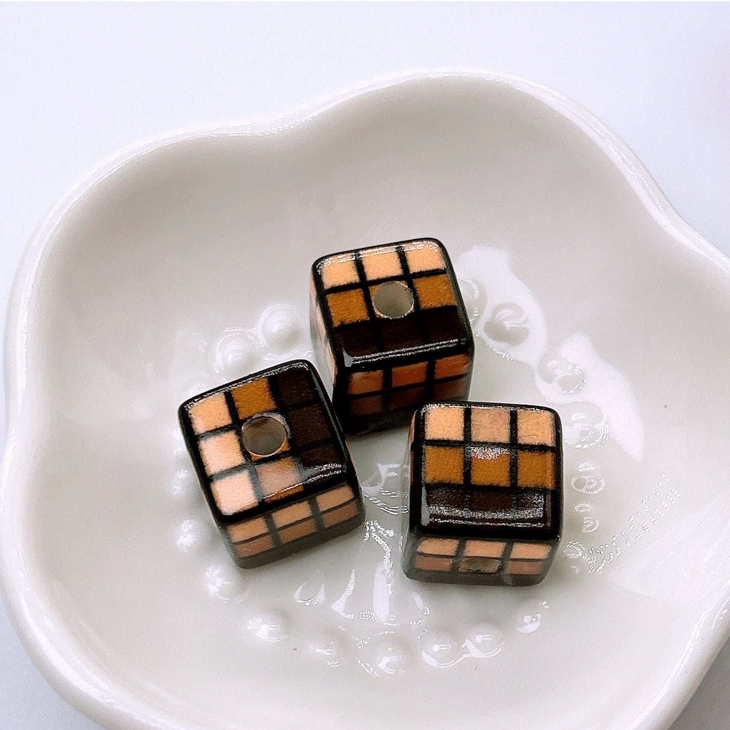Rubik's Cube Printed Acrylic Square Beads 14mm Colorful Glossy 100pcs 10