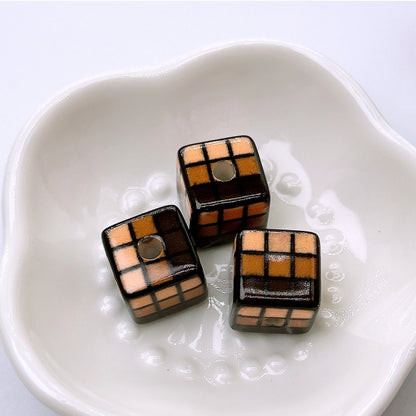 Rubik's Cube Printed Acrylic Square Beads 14mm Colorful Glossy 100pcs 10