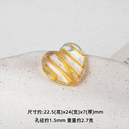 22mm Heart Shaped Transparent Color Stripe Acrylic Beads 50pcs 10