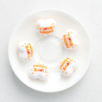 I Love Mom Heart 3D Silicone Focal Beads White Orange Red 20pcs