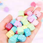 Candy Color Polka Dotted Square Acrylic Beads 14mm Diagonal Hole 10pcs 4