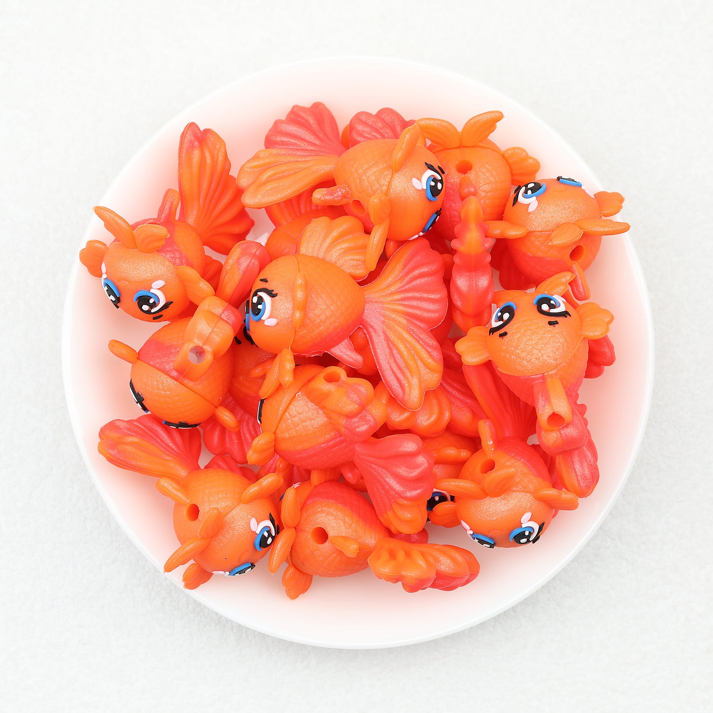 3D Colorful Goldfish Silicone Focal Beads 20pcs 6