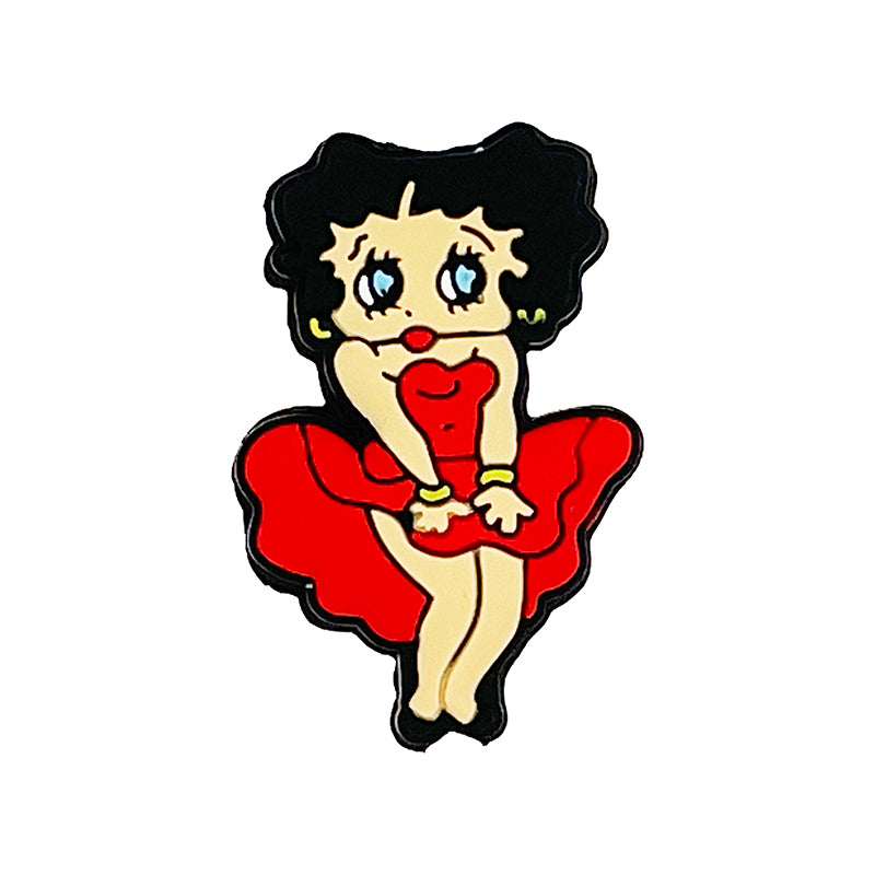 Silicone Focal Beads Betty Boop Flirty Pose Red Dress 20pcs